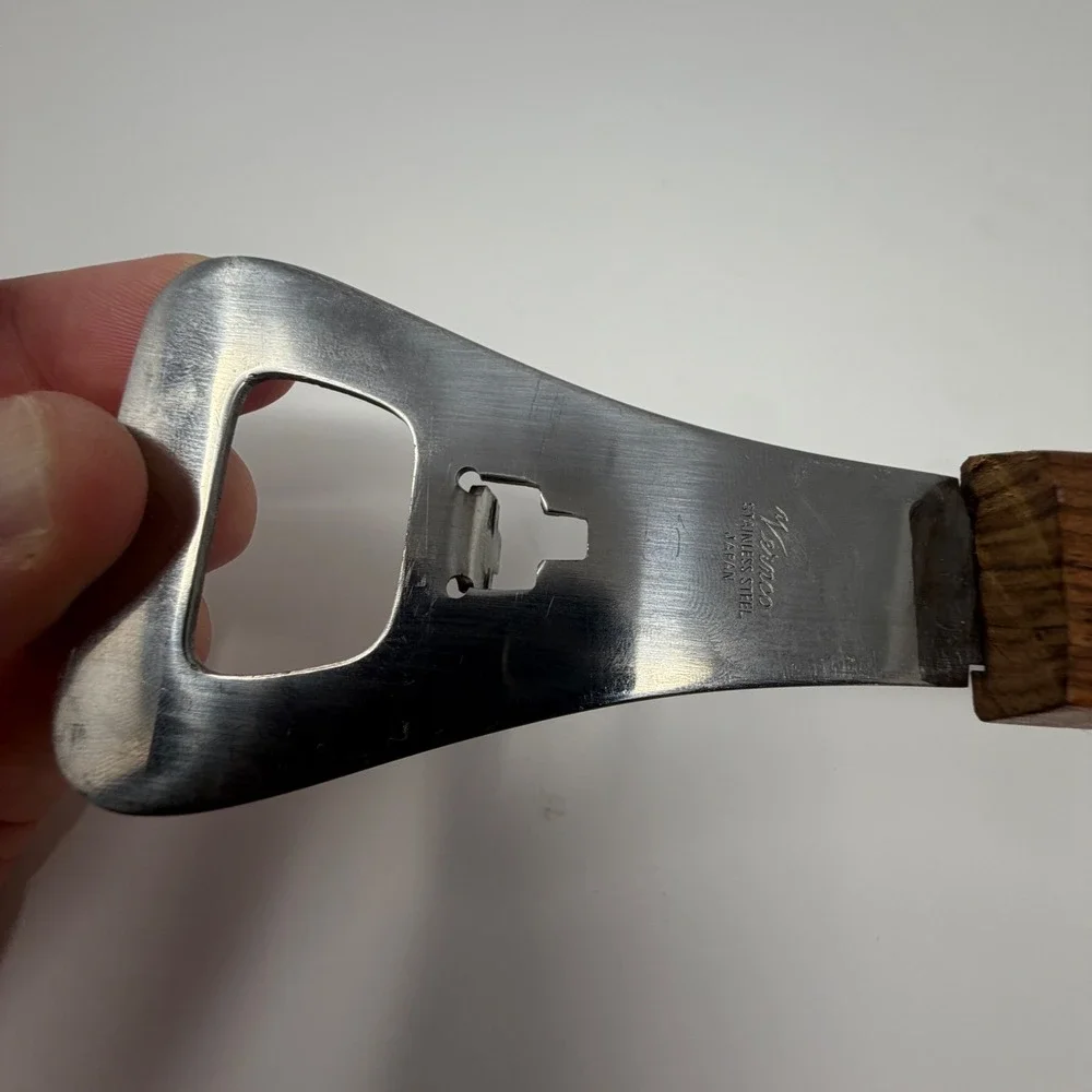 Vermco Stainless Steel Spatula‎ Wood Handle Bottle Opener Serrated Edge Japan